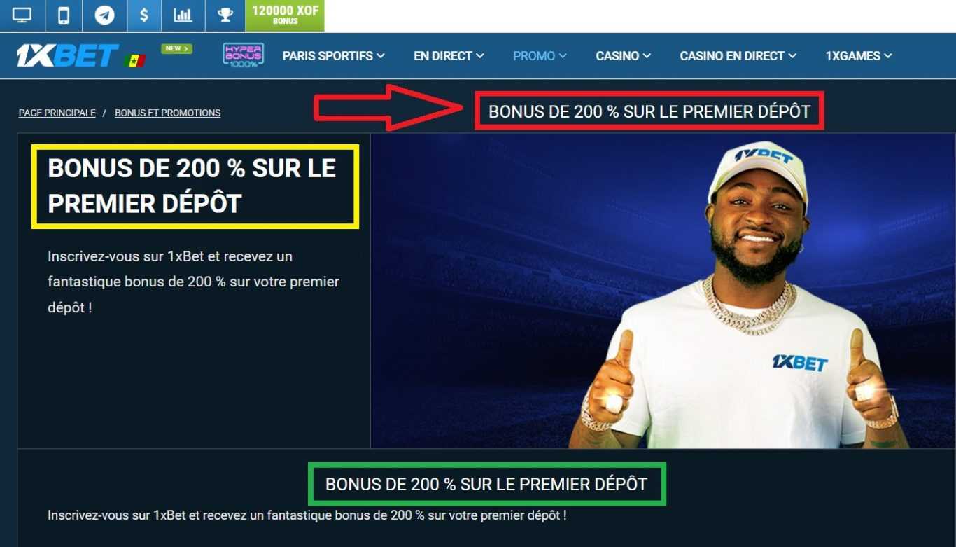 Bonus de bienvenue et promotions disponibles après 1xBet inscription Senegal