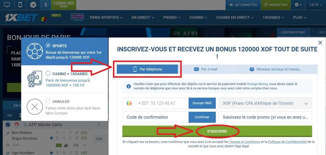 Création de compte 1xBet utilisateur